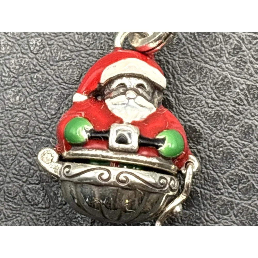 Brighton Santa Claus Christmas Charm Opens Present Pendant Red Green Enamel